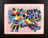 Abstracte compositie by Karel Appel, Zeefdruk op papier, sold Jan 2018