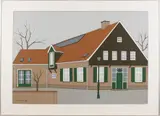 Klaas Bernink, Dorpsgebouw, Lithografie op papier