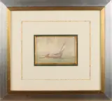 P.P. Schiedges, Hollandse platbodem op zee, Aquarel op papier