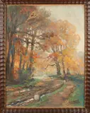 B.H. Bolink, Twents bosgezicht in herfsttooi., Pastel op papier