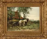 C. Verschuur, 'Werkende boer bij hooiwagen'.