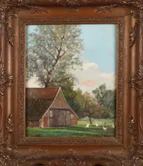 P.A. Nijgh, 2x Twentse landschappen, Olieverf op paneel