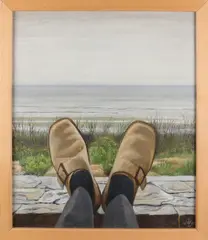 Willem Lanken, Voeten aan het strand, Olieverf op paneel
