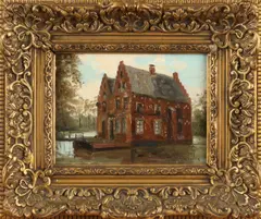 Jan Vermeulen, Gezicht op kasteel, Olieverf op paneel