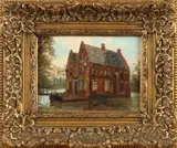Jan Vermeulen, Gezicht op kasteel, Olieverf op paneel