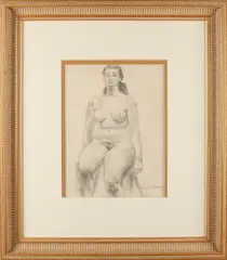 Paul Citroen, 'Zittend vrouwelijk naakt'., Houtskool op papier