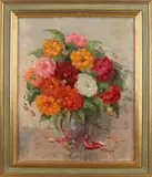 Roel Wildeboer, Vaas met bloemen, Olieverf op linnen