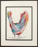Anton Heyboer, Kip, Pastel op papier