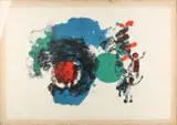 Jef Diederen 69 & 70, 'Moderne compositie met drie figuren'., Lithografie op papier