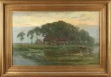 David Schulman, 'Riviergezicht met boerderij en paarden'., 1924, Olieverf op linnen