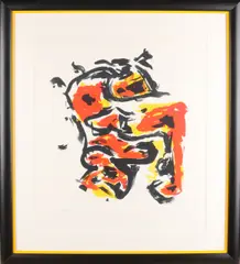 Theo Wolvecamp, Lezende figuur, Zeefdruk op papier