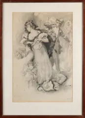 Ferdinand Bac, Feest vierende figuren, Potlood op papier