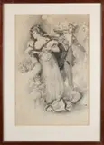 Ferdinand Bac, Feest vierende figuren, Potlood op papier