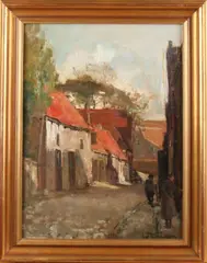 L. van Groningen, Dorpsstraat Deventer, Olieverf op linnen