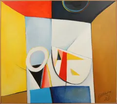 Dirk Jan Ribbeling, Moderne kubistische compositie, Acryl op linnen