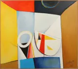 Dirk Jan Ribbeling, Moderne kubistische compositie, Acryl op linnen