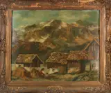 Beike ? Circa:, Berglandschap met figuren, Olieverf op paneel