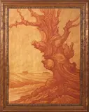 Cornelis Snoeijerbosch, Grillige boom, Aquarel op paneel