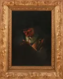 G. F. Teyssen, Man met sigaret in het donker., Olieverf op linnen