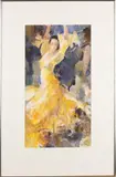 E. Nussbaum, Flamingo danseres., Aquarel op papier