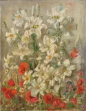 Henriëtte Dingeman-Numans, Wilde bloemen, Olieverf op linnen