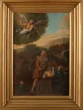 'Abrahams offer'. by Ongesigneerd religieus 19e eeuws schilderij, Olieverf op paneel, sold Jan 2018