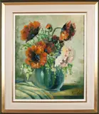 Tilly Moes, Vaas met bloem, Olieverf op linnen