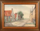 K. Broerse, Dorpsgezicht Genemuiden, Olieverf op linnen