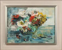 Henry Kley, 1903 -, 'Vaas met bloemen'., Olieverf op paneel