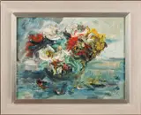 Henry Kley, 1903 -, 'Vaas met bloemen'., Olieverf op paneel