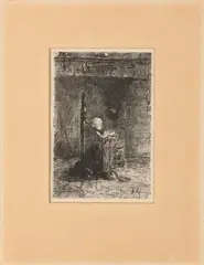 Josef Israëls 1824 -, 'Kindje in kakstoel'. (Ets), Ets op papier