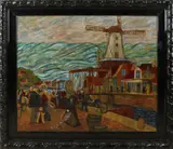 H. Hausmann, naïef schilderij, Olieverf op linnen