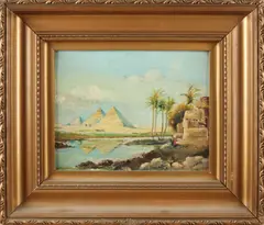 G. Irwin, De pyramiden van Gizeh, Olieverf op linnen