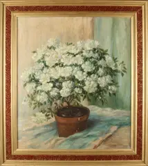 Sofia Becker, 'Bloempot met bloem'., Olieverf op linnen