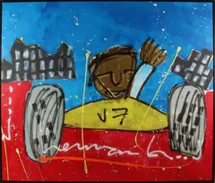 Groot werk van Herman Brood, 'V7 2000'., Acryl op linnen