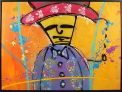 Groot werk van Herman Brood, 'Clown'., Acryl op linnen