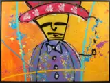 Groot werk van Herman Brood, 'Clown'., Acryl op linnen