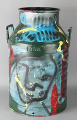 Herman Brood, melkbus, Acryl op metalen melkbus