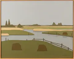 Klaas Bernink, 'Kolderveen bij Giethoorn', Acryl op linnen