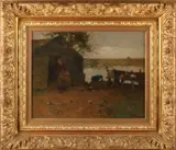 Jacob Ritsema, 'Landschap met huisje aan water'., Olieverf op linnen