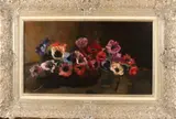 'Vaas met anemonen'. by Marie Adelaide Langeveld Dubourcq, Olieverf op linnen, sold Oct 2017