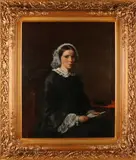 W.B. Stoof, 'Jongedame met brief'., Olieverf op linnen