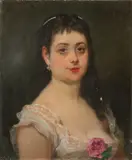 J. Cornilliet, 'Buste dame'., Olieverf op linnen