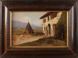 Ferrucio Rontini, 'Italiaanse boerderij', Olieverf op paneel