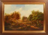 A. Verhulst, 'Romantisch landschap', Olieverf op paneel