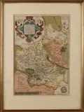 Antieke landkaart, 17e eeuw, Gravure op papier