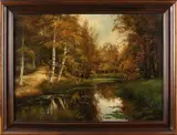 'Twents landschap met ven' by Frans Baayens 1896 - 1970 Enschede, Olieverf op linnen, sold Oct 2017
