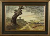 C.J. Snoeyerbosch, 'Landschap met dode boom'., 1914, Gemengde techniek op paneel
