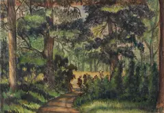 Berry Brugman, 'Bospad' (Twickel), Gemengde techniek op papier