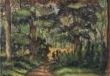 Berry Brugman, 'Bospad' (Twickel), Gemengde techniek op papier